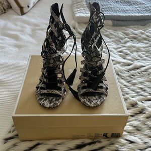 Michael Kors Black and White Snakeskin Heels